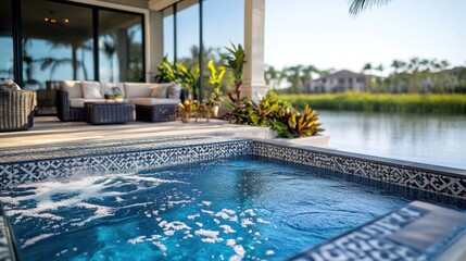 Luxurious Pool and Outdoor Retreat with Elegant Design Details and Relaxing Atmosphere: High-End Residential Living, Luxury Travel Destinations, Lifestyle  Content