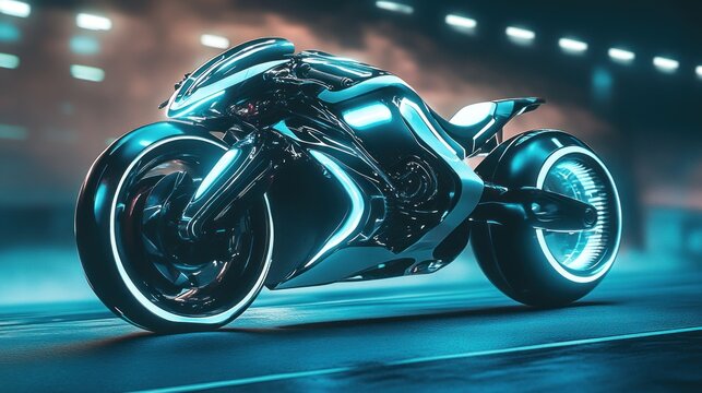 Futuristic Cyberpunk Motorcycle: Neon Dreams on Asphalt