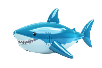 Fototapeta premium Blue shark toy, inflatable Shark for summer isolated background