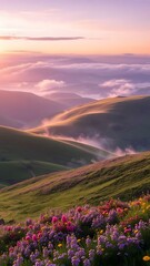 Serene Dawn Over Rolling Hills