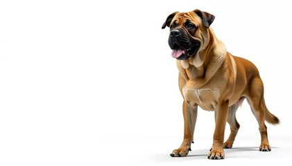 Obraz premium Majestic mastiff, powerful stance, white background, portrait, large dog breed