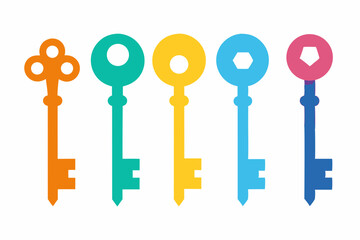set of creative keys silhouette vector illustration isolated on white background
