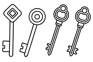 set of creative keys silhouette vector illustration isolated on white background
