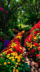 Serene Garden Pathway in Full Bloom