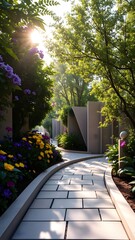 Serene Garden Pathway in Full Bloom