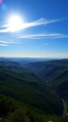 Fototapeta premium Serene Panoramic Landscape with Rolling Hills and River