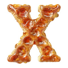 Letters X, Alphabet Made of Flan A Delicious Dessert. isolated on a transparent background