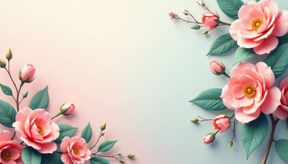 Fototapeta premium Subtle repeating floral motif on a soft, muted backdrop , retro, delicate