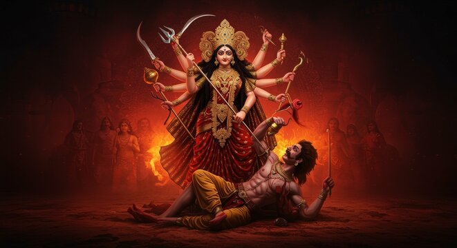 Hindu Goddess Durga Mata, Navratri - Powered by Adobe