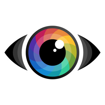 Abstract Rainbow Eye Silhouette with Eyelids Vector Icon
