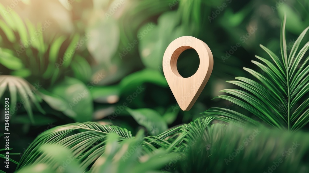 Fototapete Icon Pin Location Navigation A GPS navigation screen on a smartphone with a prominent pin icon marking the destination, realistic interface, close up.