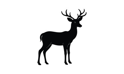 Fototapeta premium Deer Silhouette Standing Antlers Graphic