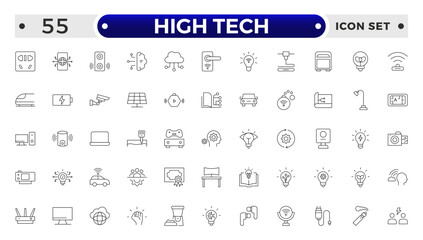 High tech outline icons set. Innovation Related Vector Line Icons.