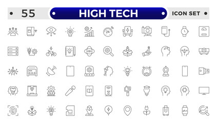High tech outline icons set. Innovation Related Vector Line Icons.