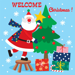 Santa Claus For Christmas Card or Bag design