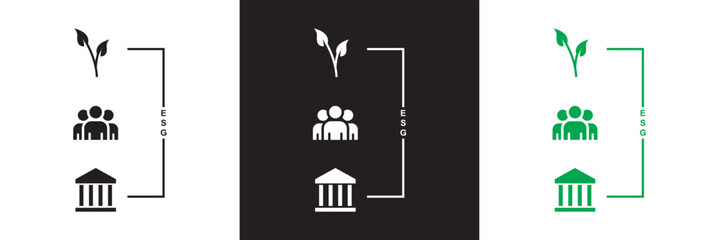 ESG icons, such as environment social governance icon.  Vector illustration. isolated on white and black background. EPS 10