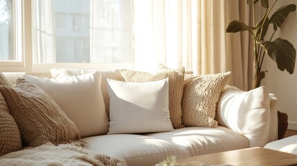 Cozy living room with sunlight streaming through a window