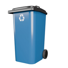 blue garbage can