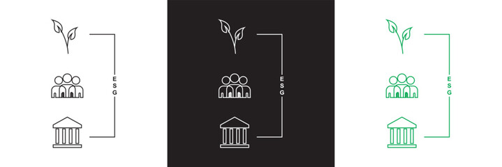 ESG icons, such as environment social governance icon.  Vector illustration. isolated on white and black background. EPS 10