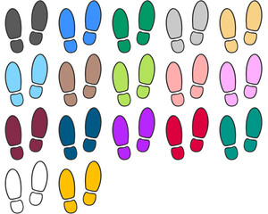 shoes footstep icon color variation set