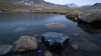 Fototapeta premium Tranquil alpine lake with rocks
