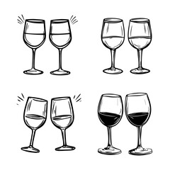 Red wine glass quick and easy sketch or drawing. Isolated vector illustration.