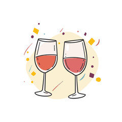 Red wine glass quick and easy sketch or drawing. Isolated vector illustration.