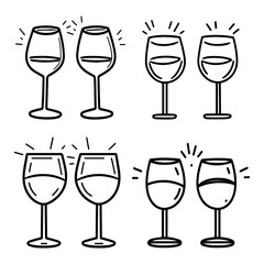 Red wine glass quick and easy sketch or drawing. Isolated vector illustration.