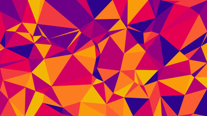 Naklejka premium Vibrant abstract low poly geometric background with red, orange, and purple hues. Perfect for modern design and digital projects.