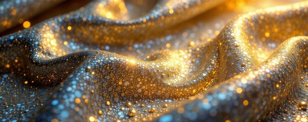 Intricate golden and silver thread design on fabric with beautiful sheen, metallic, fabric