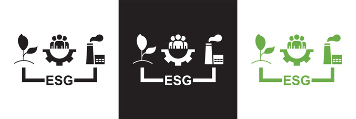 ESG icons, such as environment social governance icon.  Vector illustration. isolated on white and black background. EPS 10