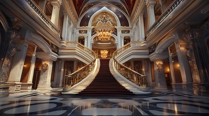 Obraz premium Grandiose Palace Interior: A Majestic Staircase