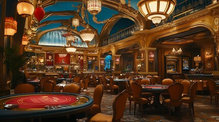 Opulent Casino Interior: A Luxurious Gambling Palace