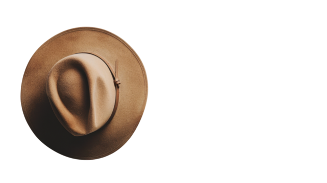 Classic light brown cowboy hat on transparent background
