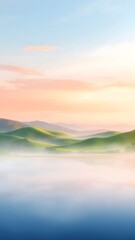 Obraz premium Tranquil Dawn Over Lush Hills and Serene Lake