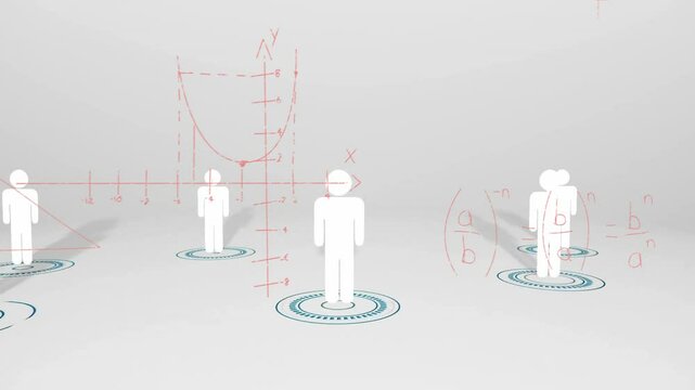 Animation of mathematical equations and graphs on white background