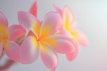 Fototapeta premium Delicate Pink And Yellow Flowers Against Soft White Backgrounds In Nature's Beauty For Decoration And Artistic Expression of Life and Growth In Harmony With Floral Bloom Close Up