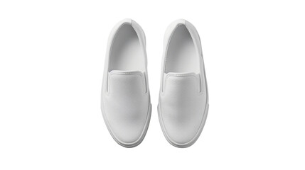 Fototapeta premium Pair of white slip-on canvas shoes isolated on transparent background