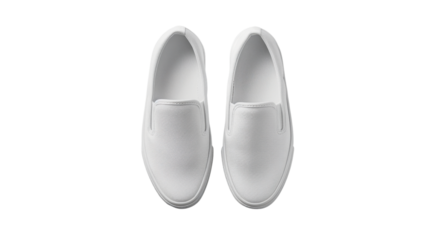Pair of white slip-on canvas shoes isolated on transparent background