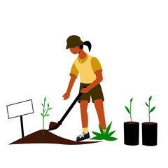 Illustration of Activist plant trees on Earth Day