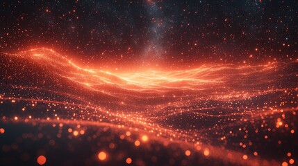 Naklejka premium Fiery Celestial Landscape: A Digital Masterpiece