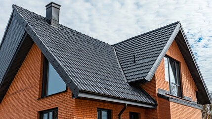 Modern House with Black Tile Roof