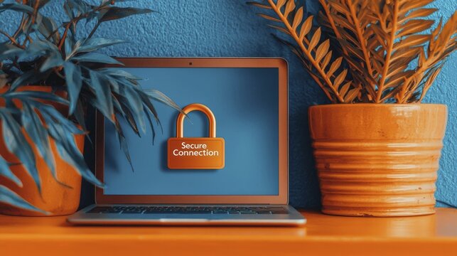 Present a browser window with a Secure Connection message and a padlock, highlighting secure online shopping.