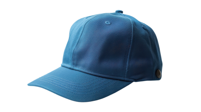 Blue baseball cap isolated on transparent background, perfect for mockups