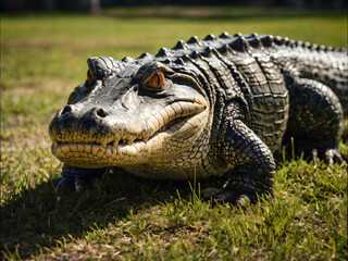 Obraz premium alligator in the golf course
