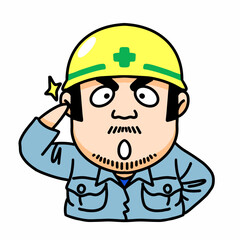 Illustration Artwork Warning Construction Worker Sign Mascot Cartoon Japanese Drawing Helmet Road Repair Cone Warning Anime Manga