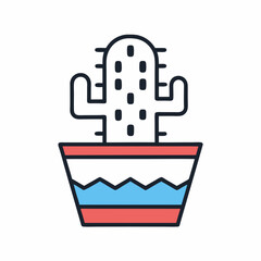 Cactus in Pot Icon Vector Design.