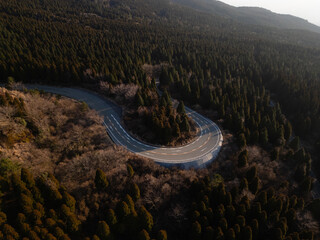 Aerial view of Aso Kuju National Park in Kumamoto Prefecture, Kyushu, Japan