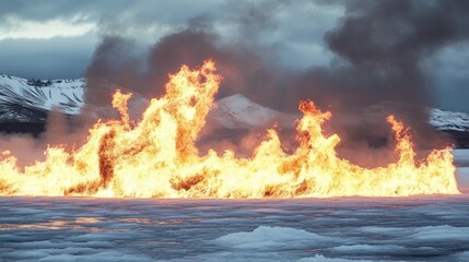 Fiery Inferno on Frozen Lake