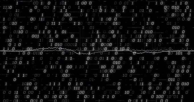 Forming digital network pattern, animation of binary code and data wave